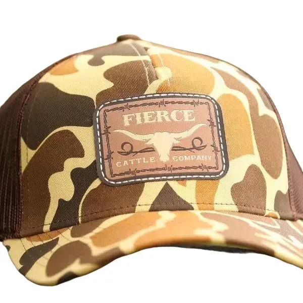 Fierce Cattle Company Camo Patch with Brown Mesh - Embroidered Design for Detailed Craftsmanship & Versatile Applications