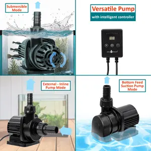 Aqua Dream 1060 GPH Smart DC Water Pump with Digital Controller, 24V Amphibious Submersible or Inline Return Pump for Aquariums and Hydroponics, UL Listed