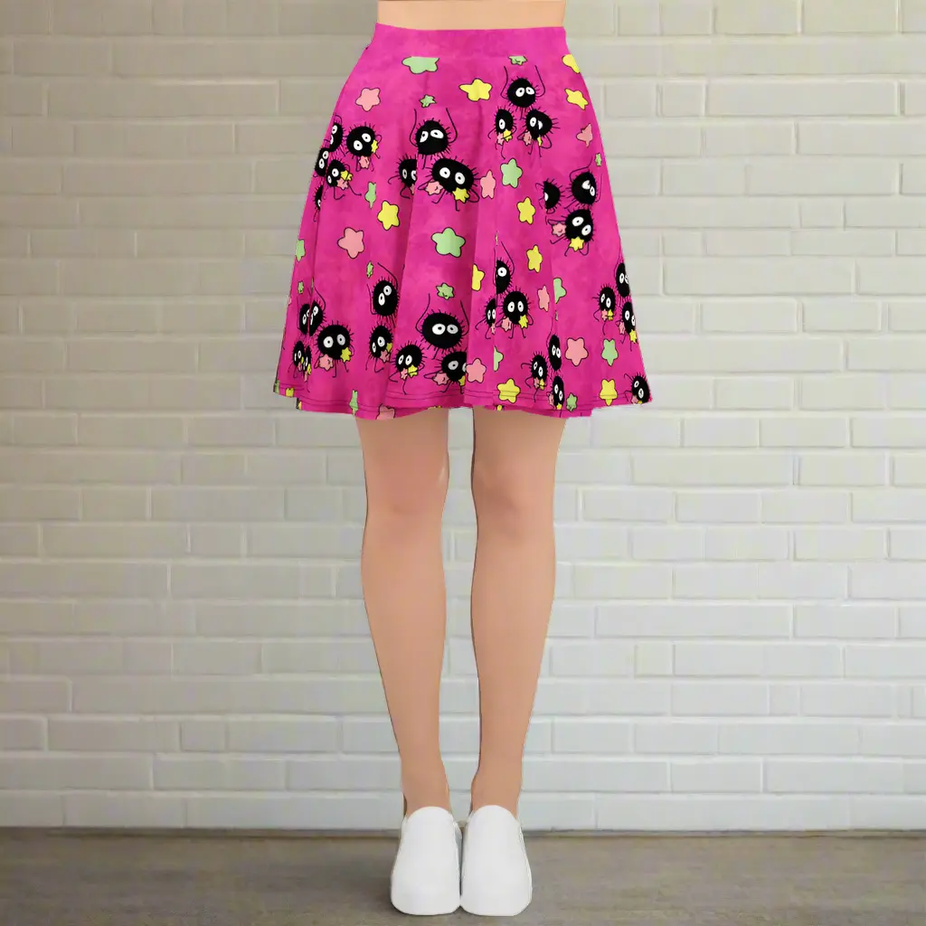 Women's Soot Sprites Neon Elastane-Spandex Blend Skater Skirt - Casual, Lightweight, Elastic, Comfortable Flared Mid-Thigh Bottom with Smooth Fabric, Stretch Fit, Overlock Seams, All-Day Wearability