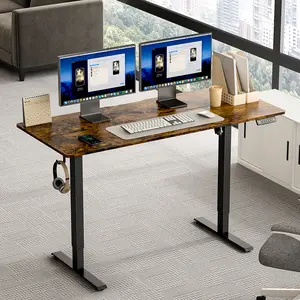 VVENACE Electric Standing Desk Height Adjustable Desk 55 inch 4 Memory Height Stand up Desk for Home Office, Brown