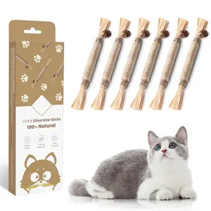 6 Pcs Natural Silvervine Sticks Cat Toys, Catmint Silvervine Blend Dental Sticks, Kittens Chew Toys for Teeth Cleaning,  Dental Care Cat Treat, Edible Kitty Lick Toys