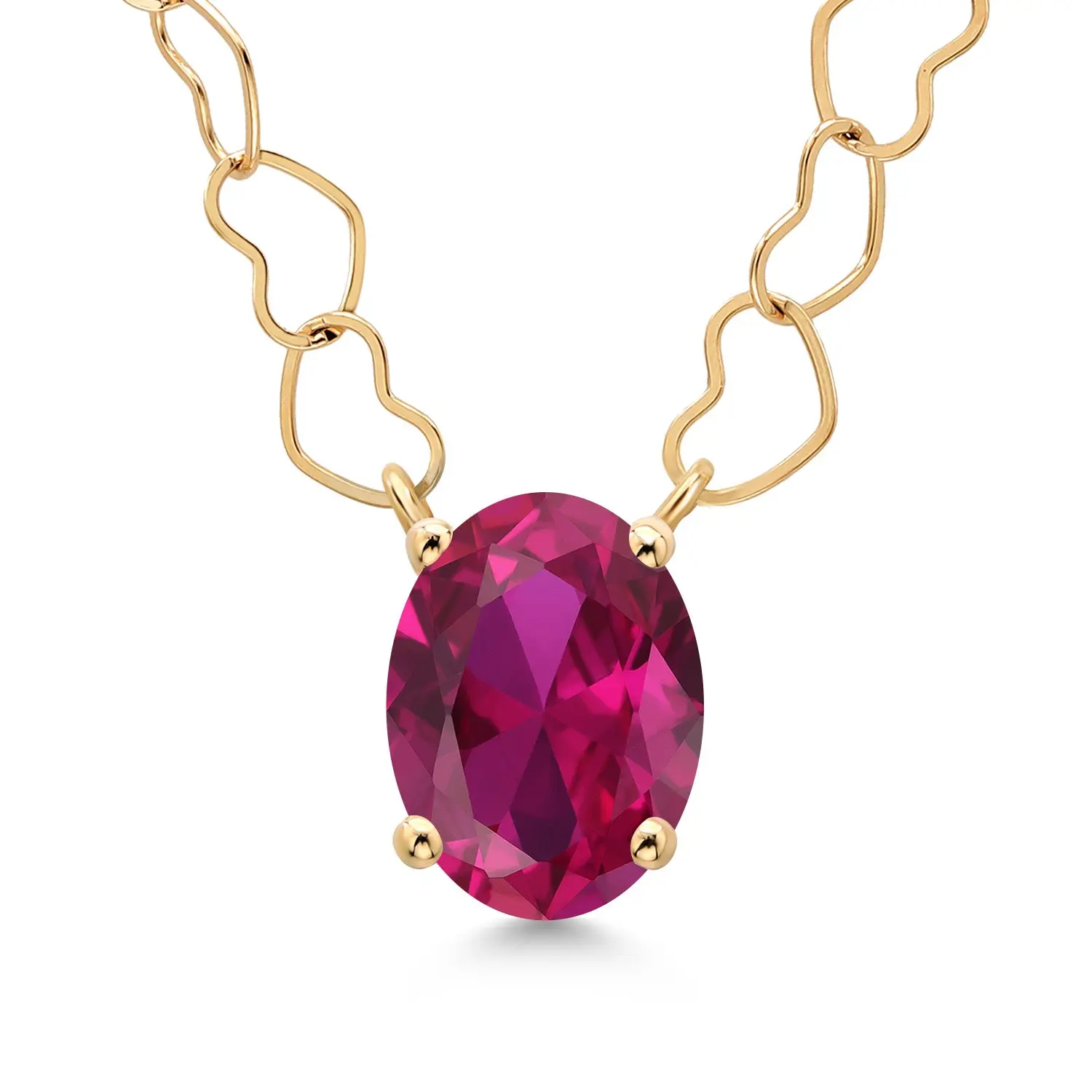 14K Yellow Gold 8X6MM Oval Gemstone Birthstone Pendant Necklace | Gold Necklace for Women | With 18 Inch 14K Gold Heart Chain