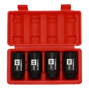 CASOMAN 1/2'' Drive Deep Spindle Axle Nut Impact Socket Set 6 Point CR-MO 32 33 35 36mm 4PC Heavy Duty Tool Kit for Car Repair & Maintenance, #TikTokShopBlackFriday