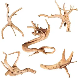 Natural Driftwood for Aquarium Decor Fish Tank Decorations, Assorted Spider Wood Branch 4-8" 5 Pcs, Reptile Decor