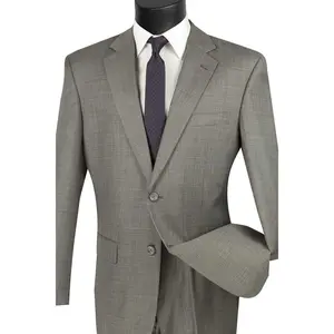 Mens 2 Button Weave Pattern Sharkskin Suit in Grey