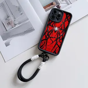 Convenient Lanyard Phone Case with Wrist Strap, Simple Design Spider, Tpu Anti-Drop Protection for iPhone 6/7/8/x/11/12/13/14/15/16/17 Pro Max