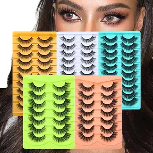 7 Pairs 3D Fluffy False Eyelashes - Dramatic Wispy Faux Mink Strip Lashes Multipack Cat Eye,  Daily Makeup,  Lightweight, Synthetic,  Cosmetic