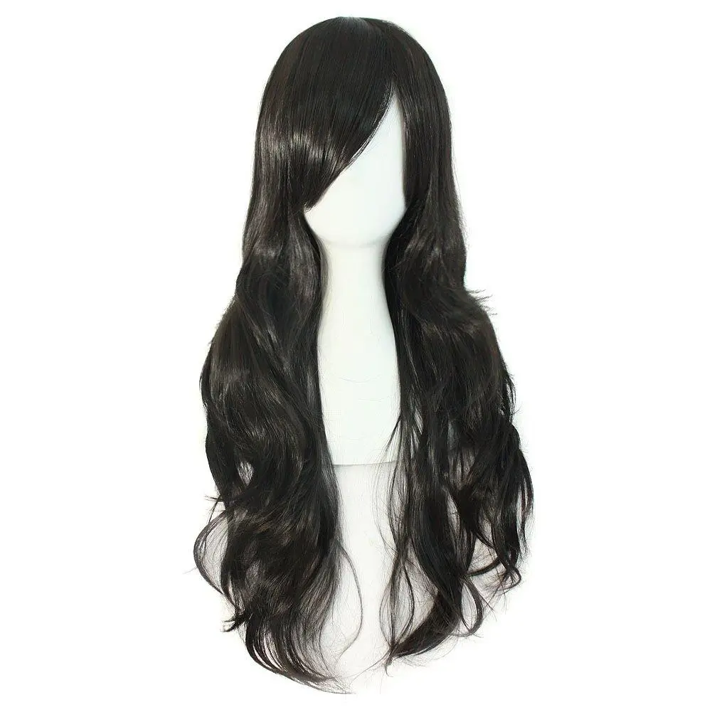 28" 70 cm Long Curly Hair Ends Costume Cosplay Wig (Black)