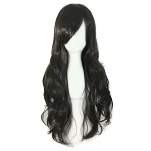 Black 28" (70 cm) Long Curly Ends Wigs for Costume Cosplay