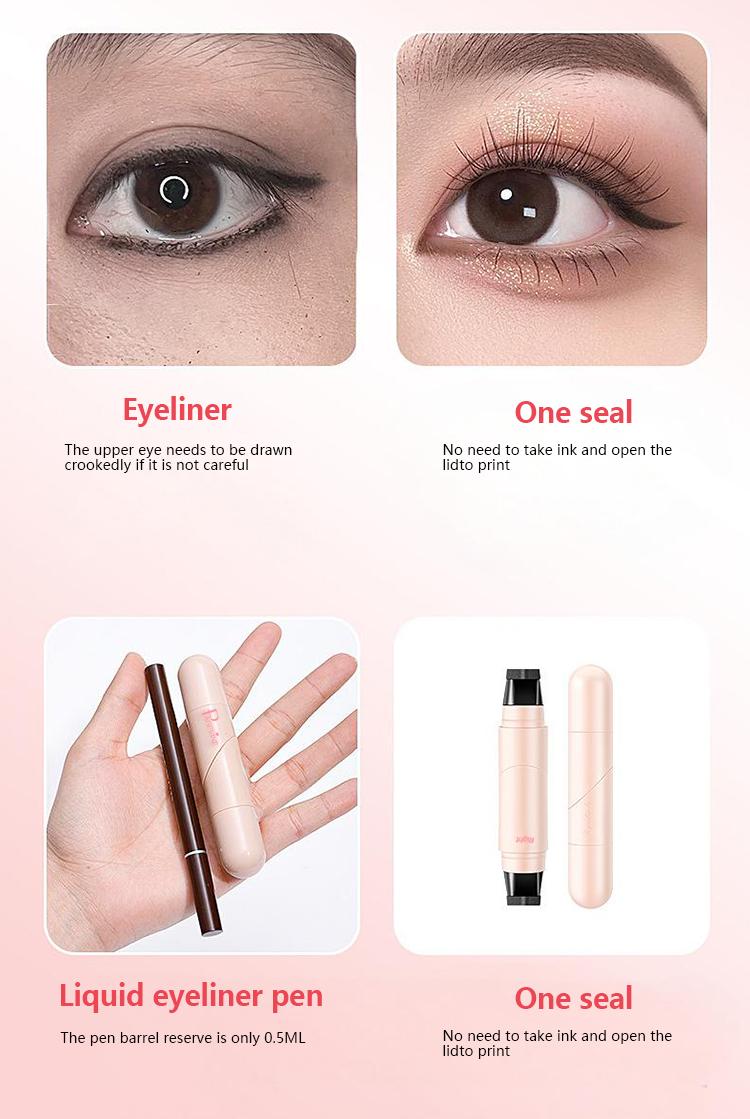 PAGE VINE 1-Step Eyeliner Stamp Pen, No Ink Dipping Needed, Waterproof, Smudge-Proof, Perfect Symmetrical Winged Liner for Beginners, 2 Shades (Black, Brown) for All Eye Shapes