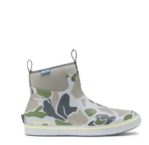 Alpha Deck Boot Men's Seagrass Duck Camo, Waterproof Slip-Resistant Fishing Boat Boots with Cushioned Insole, Boating Outdoor Work Rain Footwear