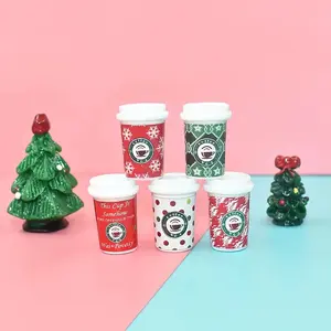 Random 10 Mini Cute Christmas Coffee Cup Resin Figurines, Perfect Jewelry Accessories, DIY Craft Decorations, Holiday Gifts, Ornaments