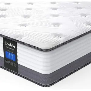 Coolvie Twin XL Mattress 10 Inch Twin XL Hybrid Mattress, Low Motion Transfer & Breathable Bed Mttresses in A Box, Built in Pocketed Coils and Gel Memory Foam Layer, Avaliable in Adjustable Bed