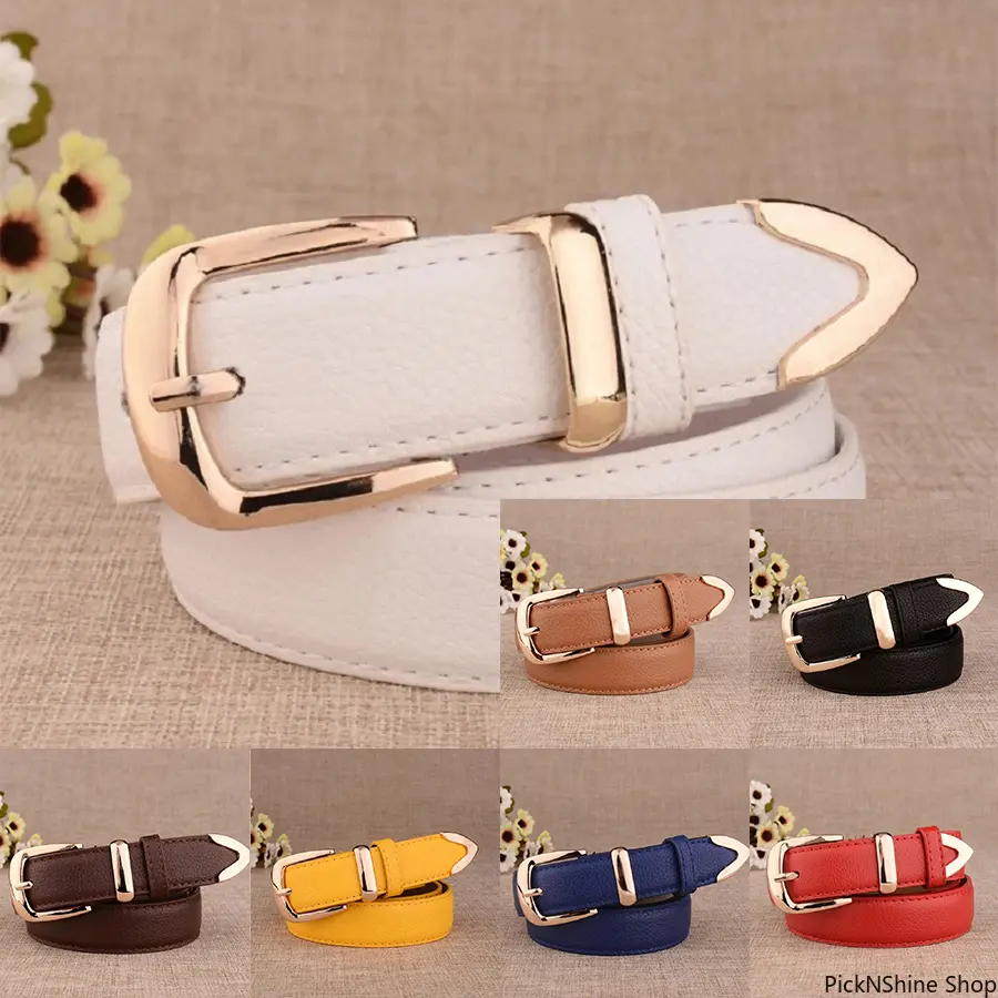 Women's Casual Belt, Solid White Synthetic Leather with a Vintage Pin Buckle for Daily Outfits and Dresses, Casual Dress Belt, Waist Belt
