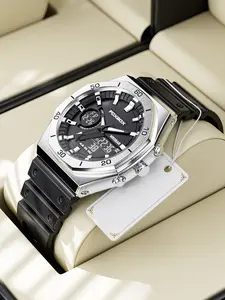 Foxbox Full Metal Octagon Series Men's Watch High-Quality All-Metal Structure, Durable Design, Analog-Digital Face, Quartz Movement, Quartz Wristwatches