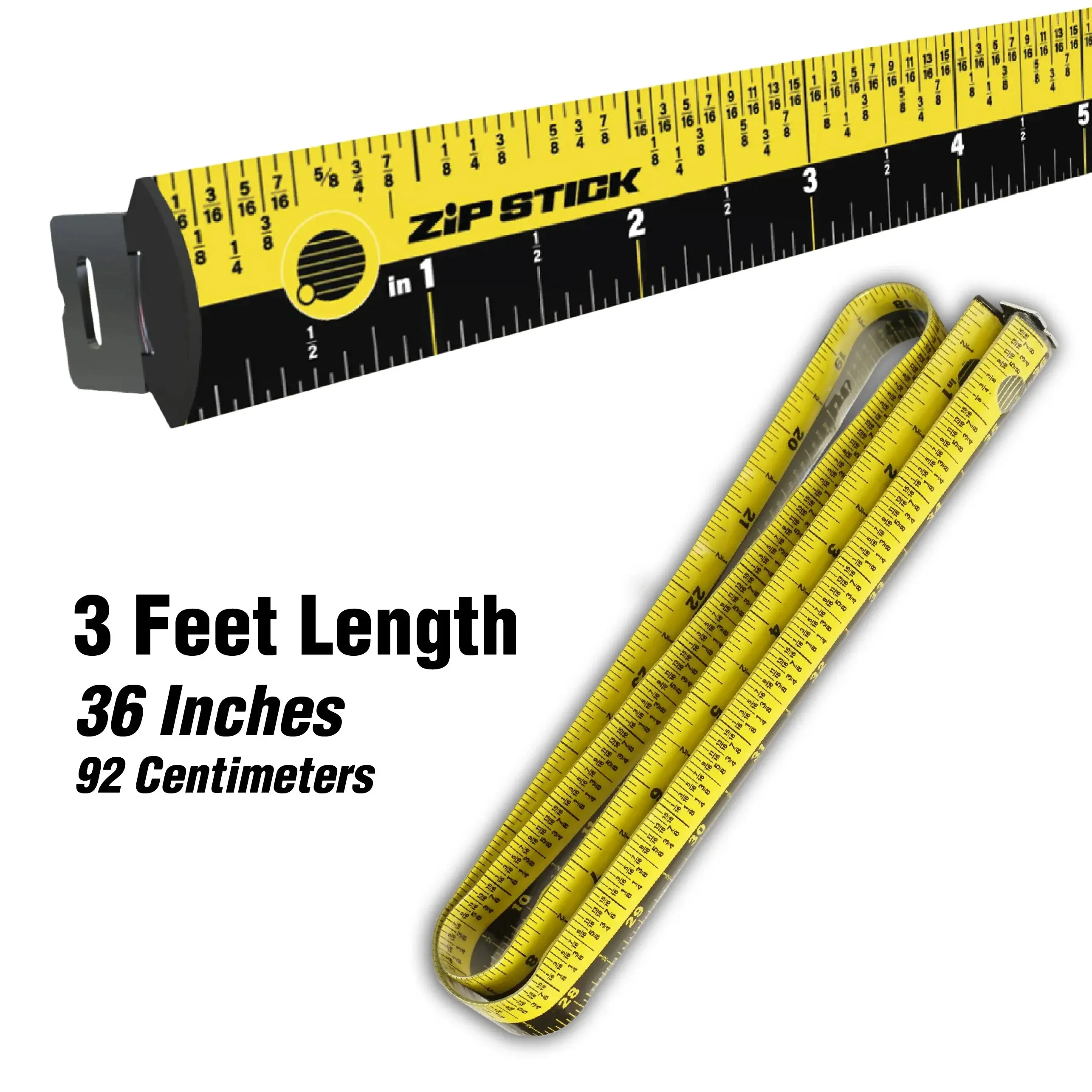 36" Zip Stick ProSpan Magnetic Steel Tape Measure - Durable Sewing Supplies Crafts Tool, Spring Steel Build, Bold Marks, Fold-Flat Design, Stays Put on Metal Surfaces & Textiles, Durable Tape Measure