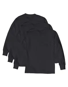 Hanes Boys' Long Sleeve T-shirt 3-pack Underwear Multi Pack Comfortable Fit Soft Stretch Fabric Breathable O5546
