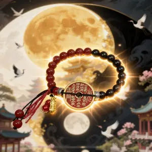 Wealth Attraction Energy Bracelet - Taoist Mountain Spirit Protection with Peanut Symbol for Daily Wear, Workplace, and Home Harmony