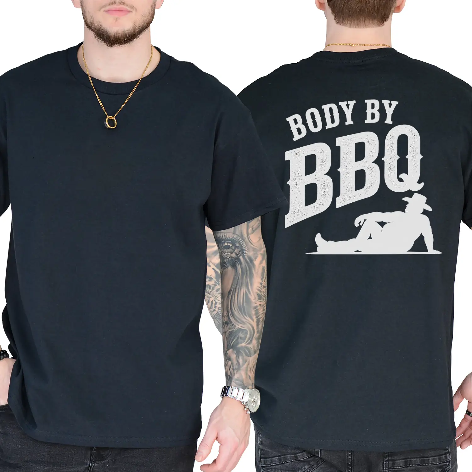 Body by BBQ Funny Grilling T-Shirt, BBQ Pitmaster Graphic Tee, Barbecue Shirt for Men