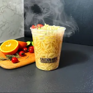 32oz PP DELI CONTAINER with lid, Caution Hot! Cuidado Caliente! Warning printed - 240ct Perfect for To-Go food, restaurants, home storage, organizer