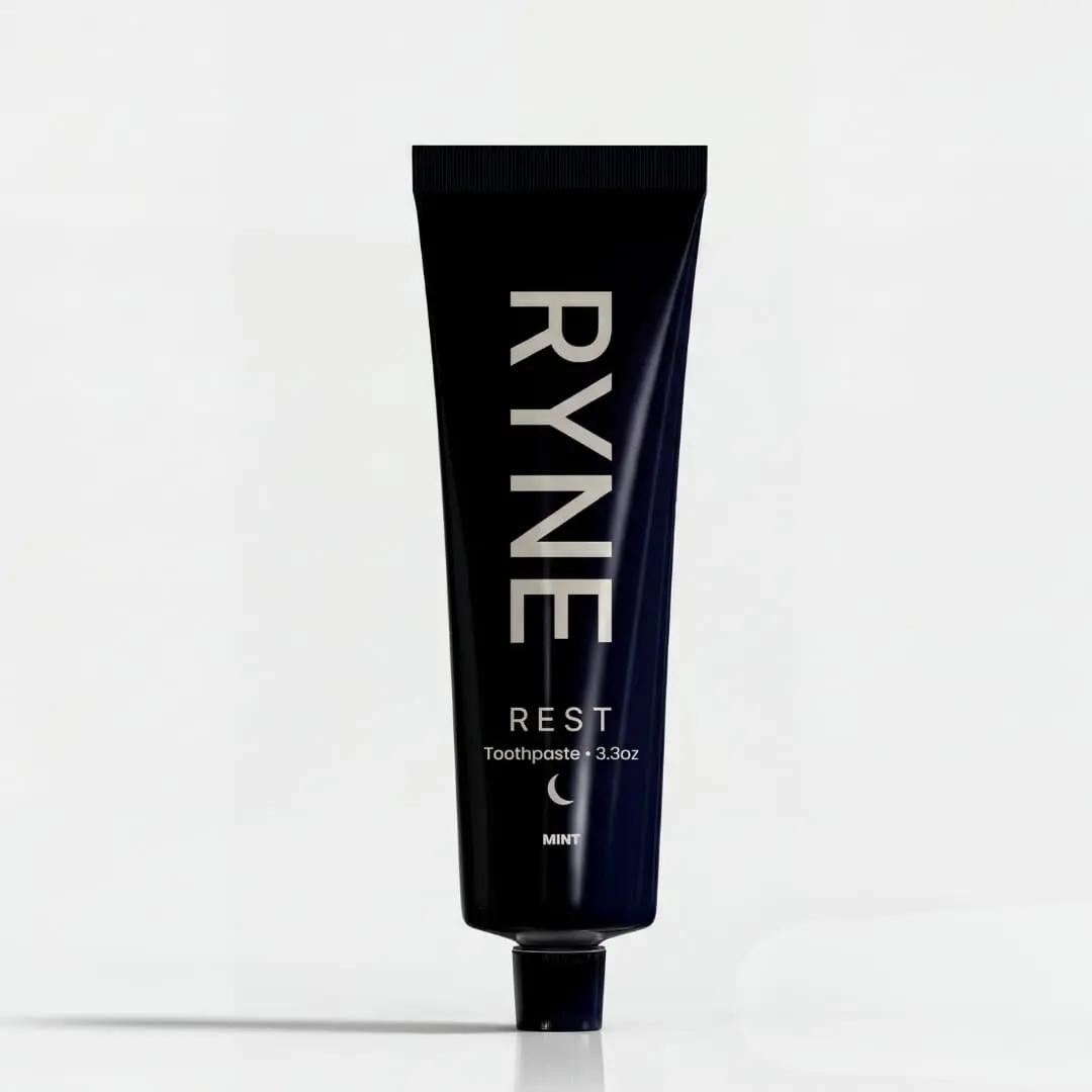 RYNE REST Night Toothpaste – Melatonin, Chamomile, Valerian | Fluoride-Free, SLS-Free, Vegan | Enamel-Strengthening Sleep Support Mint Toothpaste