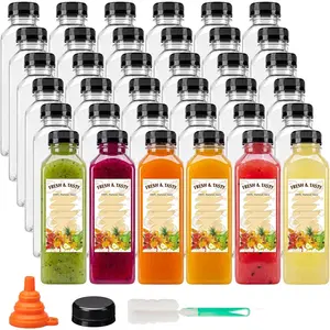 36pcs 16oz Empty Juice with Caps, Reusable Clear Bulk Beverage Containers for Juice, Milk, Smoothie, and Beverages