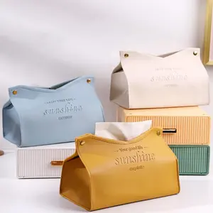 Living Room Dining Room Tissue Box Environmentally Friendly Leather Multi-purpose Solid Color Creative Napkin Storage Box