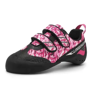 CAMOUFLAGE Anti-Slip Rock Climbing Shoes for Women - Beginner-Friendly, All-Season Indoor & Outdoor Footwear with Buckle Closure, TPU Upper & Rubber Sole, Pink & White Camo Pattern, Indoor Climbing Shoes |   Camo Pattern Shoes |   TPU Upper ShoesClimbing