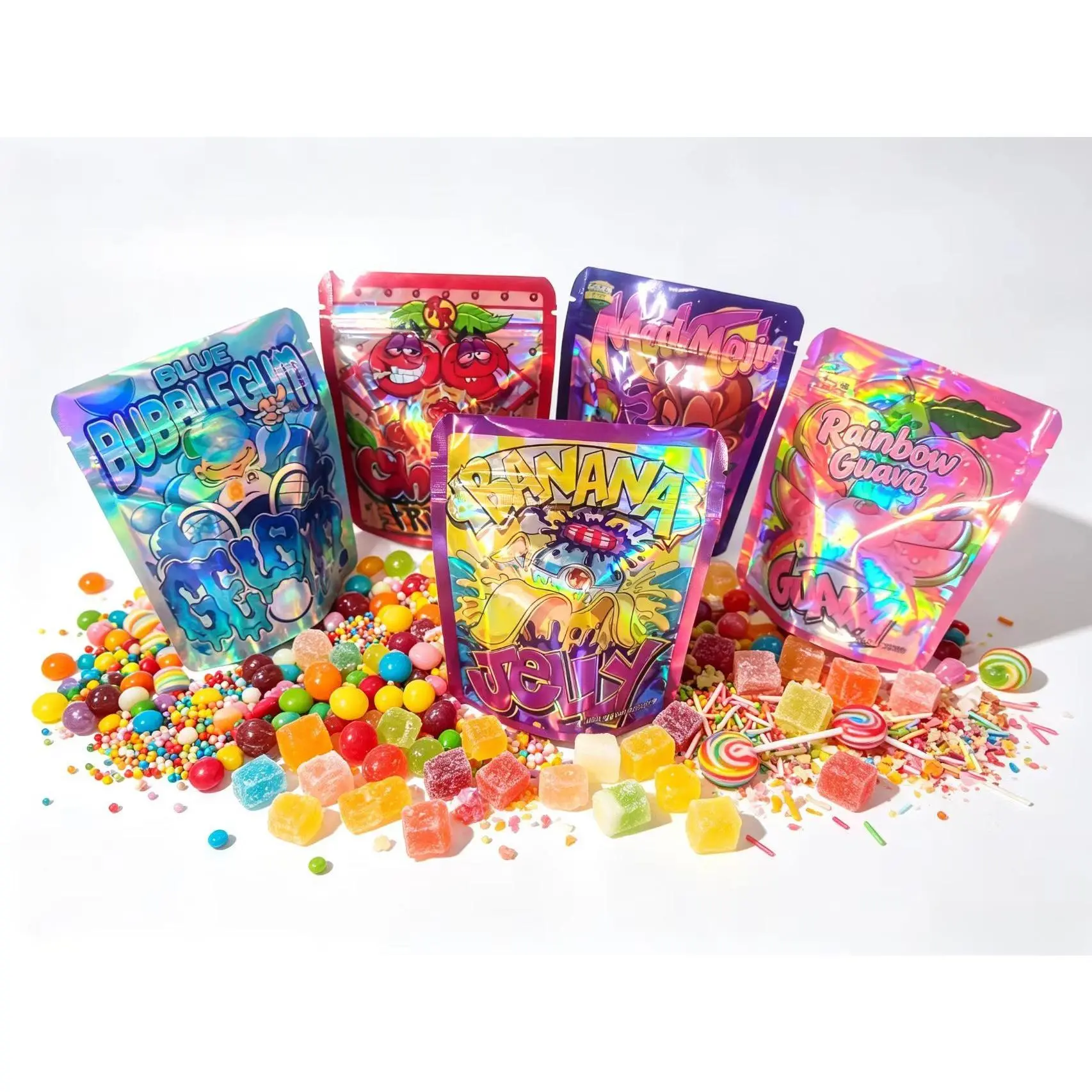 100 Pack 3D Laser Printed Decorative Gift Bags for Holiday & Birthday Gift Wrapping |     Party Supplies