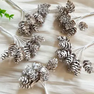 50pcs Small Artificial Pine Cones, Plastic Christmas Tree Cones, DIY Wreath Decorations, Seasonal Home Decoration, Universal Clip-On Cones