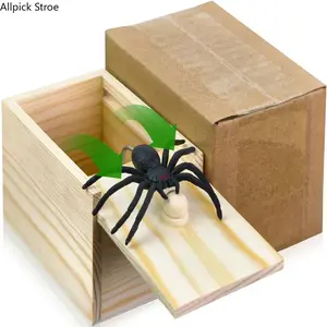 Wooden Spider Prank Box, Funny Jump Scare Money Gift Box, Handmade Novelty Gag Toy for Adults and Teens, Surprise Spider Trick Box for Halloween, Birthday Parties, White Elephant Gifts, Stocking Stuffers and Practical Joke Lovers