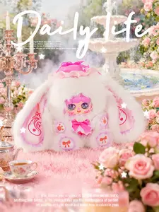 MIGO--ROSE tea party  600%，Bunny Plush Dolls，Soft Furry Collectibles，Backpack or clothing decoration，Blind bag Kawaii Stuffed Animals