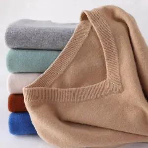 Soft cashmere sweater for men's autumn and winter pullover, business casual V-neck knitted wool slim fit knitted men's style