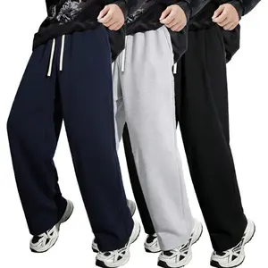 Men's Solid Color Fashion Sports Pants, All-Season Versatile Style, Ideal Choice for Autumn and Winter, Wide-Leg Straight Casual Street Dance Pants, Comfortable Winter Home Pants, Plus Size Casual Sports Pants with Stud Design, Stylish and Versatile