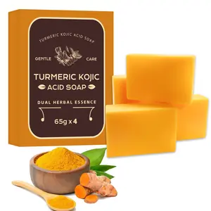2/4 Pcs Ginger Soap for Dark Spots with Collagen, Vitamin E, Retinol, Hyaluronic Acid, Shea Butter,  Soap with Turmeric Bar for Spot Remove Shower
