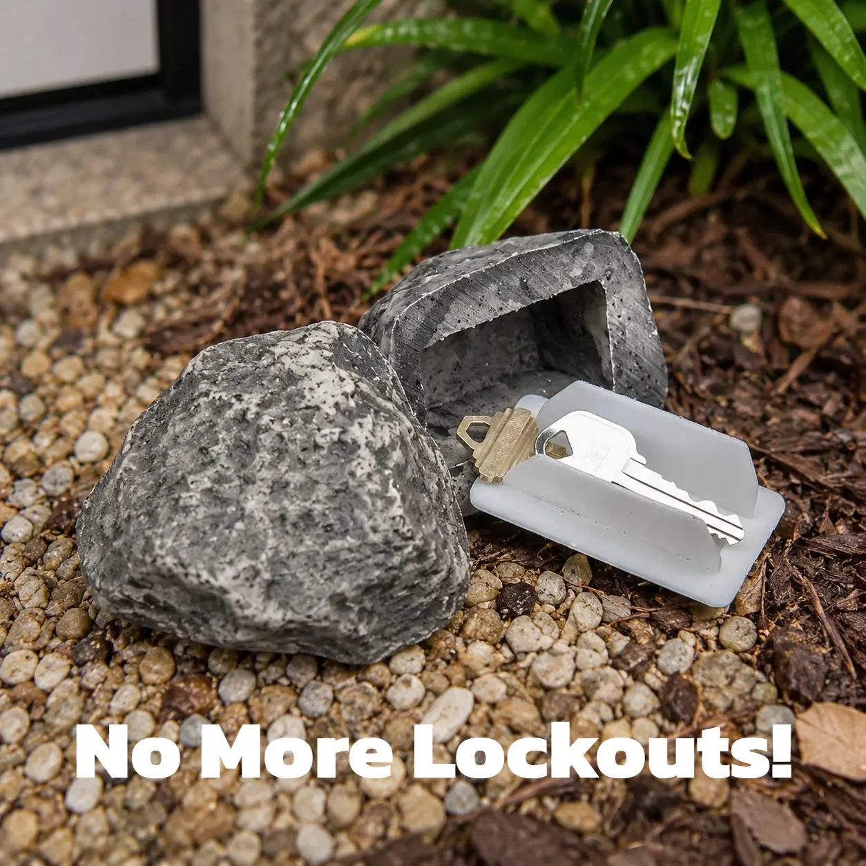 Fake Rock Key Hider, realistic stone appearance for outdoor yard and home use. Hidden storage box to safely keep spare keys, weather-resistant decor, discreet practical accessory for garden, porch and exterior spaces.