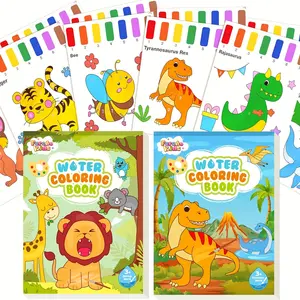 2 Pieces Toddler Water Painting Book - Painting Set Art Paper Children's Mess-Free Craft Supplies Toys for Kids 3 4 5 60k Christmas Thanksgiving Birthday Gift (Dinosaurs and Animals)