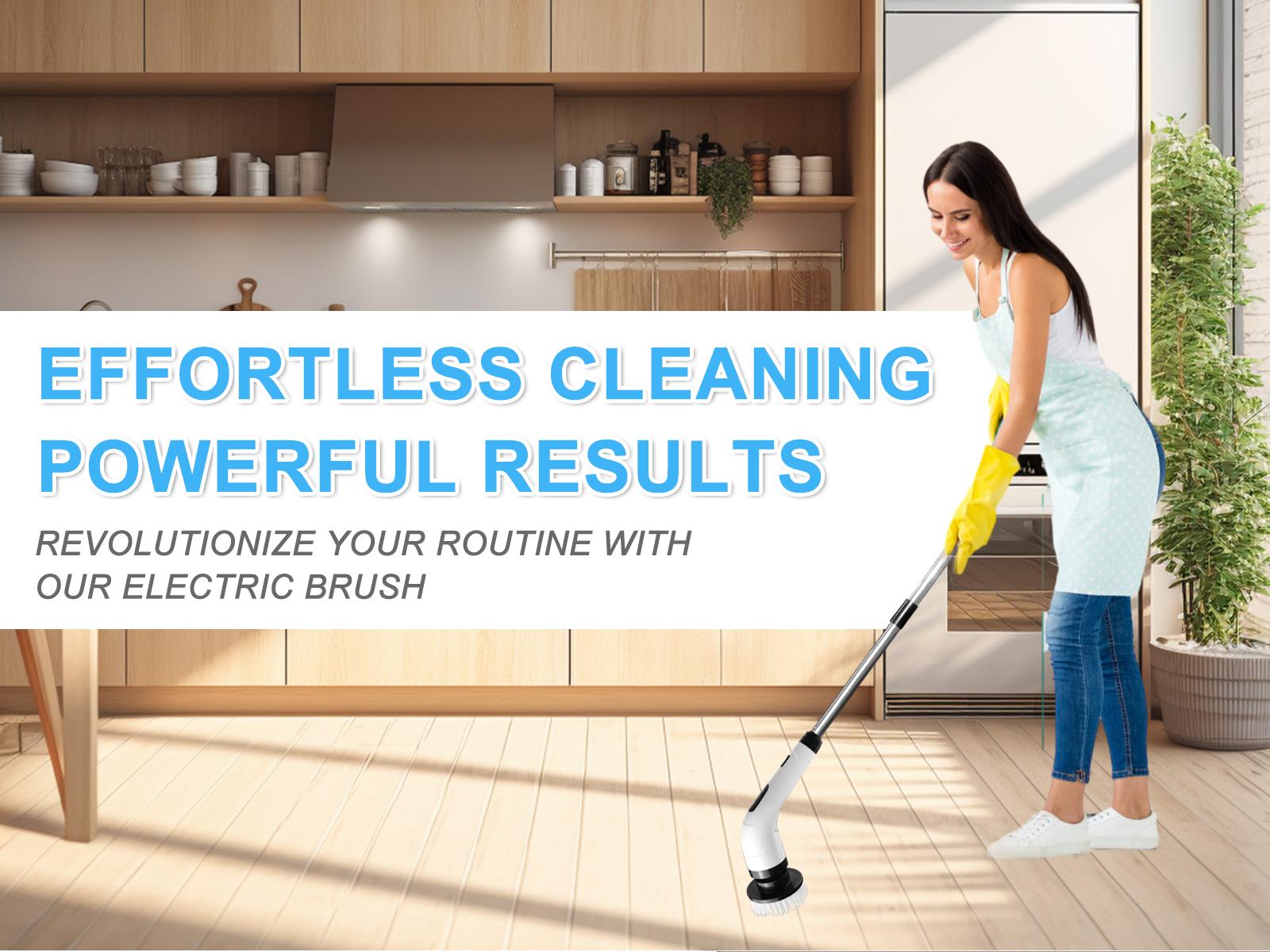 Electric Rotating Cleaning Brush with 2-Speed Settings, Adjustable Length Handle, and Detachable Brush Heads – Perfect for Cleaning Kitchens, Bathrooms, and More. Portable Durable