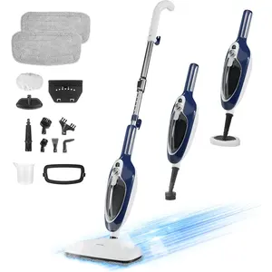Steam Mop with Detachable Handheld Steamer -in- 11 Accessories, 23Ft Power Cord,3-Level Steam, Heating MultiPurpose Steam Cleaner for Hard Floor, Carpets, Furniture, Windows, Clothes etc.