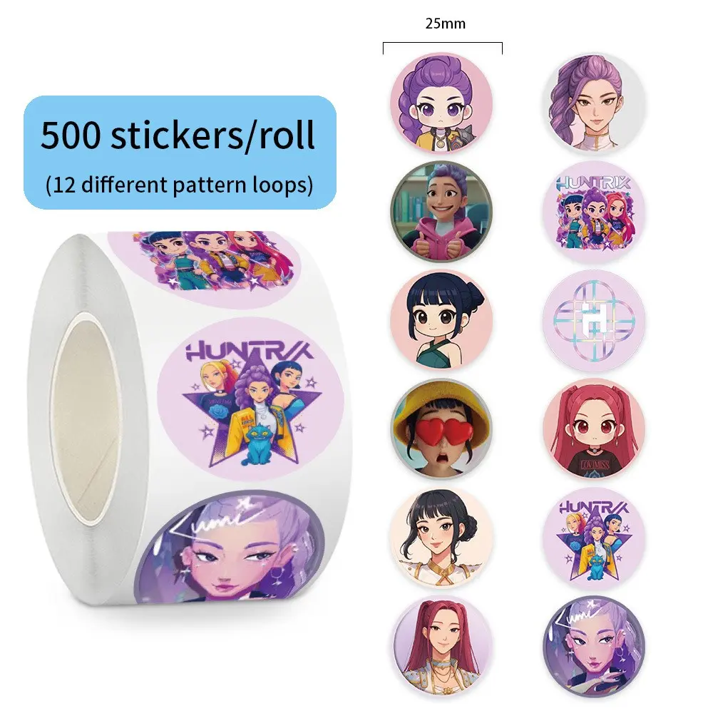 500 Sheets 12 Cycle Demon Movie Hunter Stickers, Decorative Stickers, Birthday Party Supplies, Demon Movie Hunter Theme Birthday Decorations, Fun & Unique Design, Vinyl Sticker