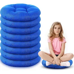 8 Pcs 16 Inch Round Floor Cushions for Kids and Toddlers, Flexible Seating Classroom Furniture Floor Pillow for Home Daycare Preschool Yoga and Meditation (Light Blue)