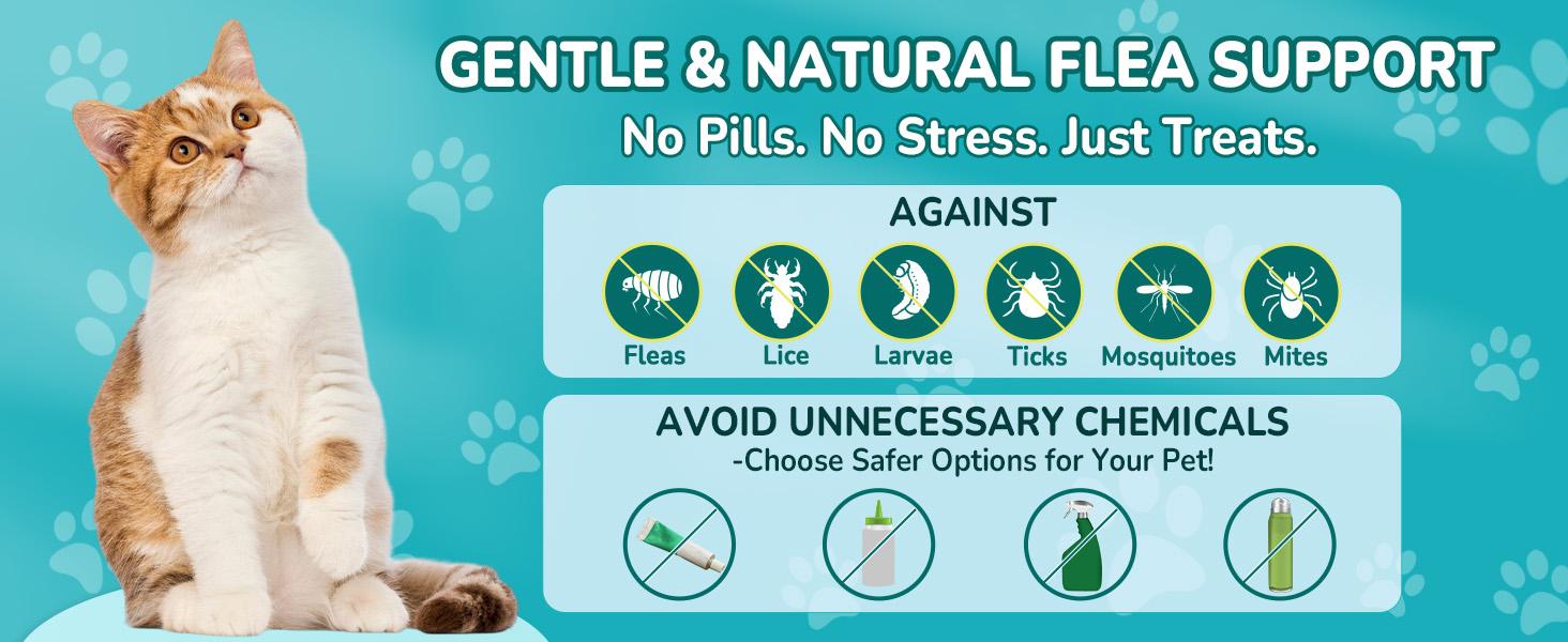 Woyamay Cats Flea & Tick Prevention, 4-IN-1 500 Cat Flea Chewables Support Immune, Skin & Coat, Digestion & Gut Health with Omega-3, Multivitamin Supplement for Cats All Ages & Breeds- Chicken Flavor #DealsForYouDays #SummerWins