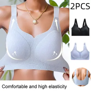 EssElegance 1/2-Pack Seamless Wireless Bras – Printed, Push-Up, Breathable & Comfortable, Perfect for Summer and All Seasons