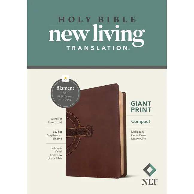 NLT Compact Giant Print Bible, Filament Enabled (Leatherlike, Mahogany Celtic Cross, Red Letter) -- New Living Translation - Bible