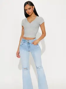 Take A Trip Ripped Flare Jeans - Light Wash
