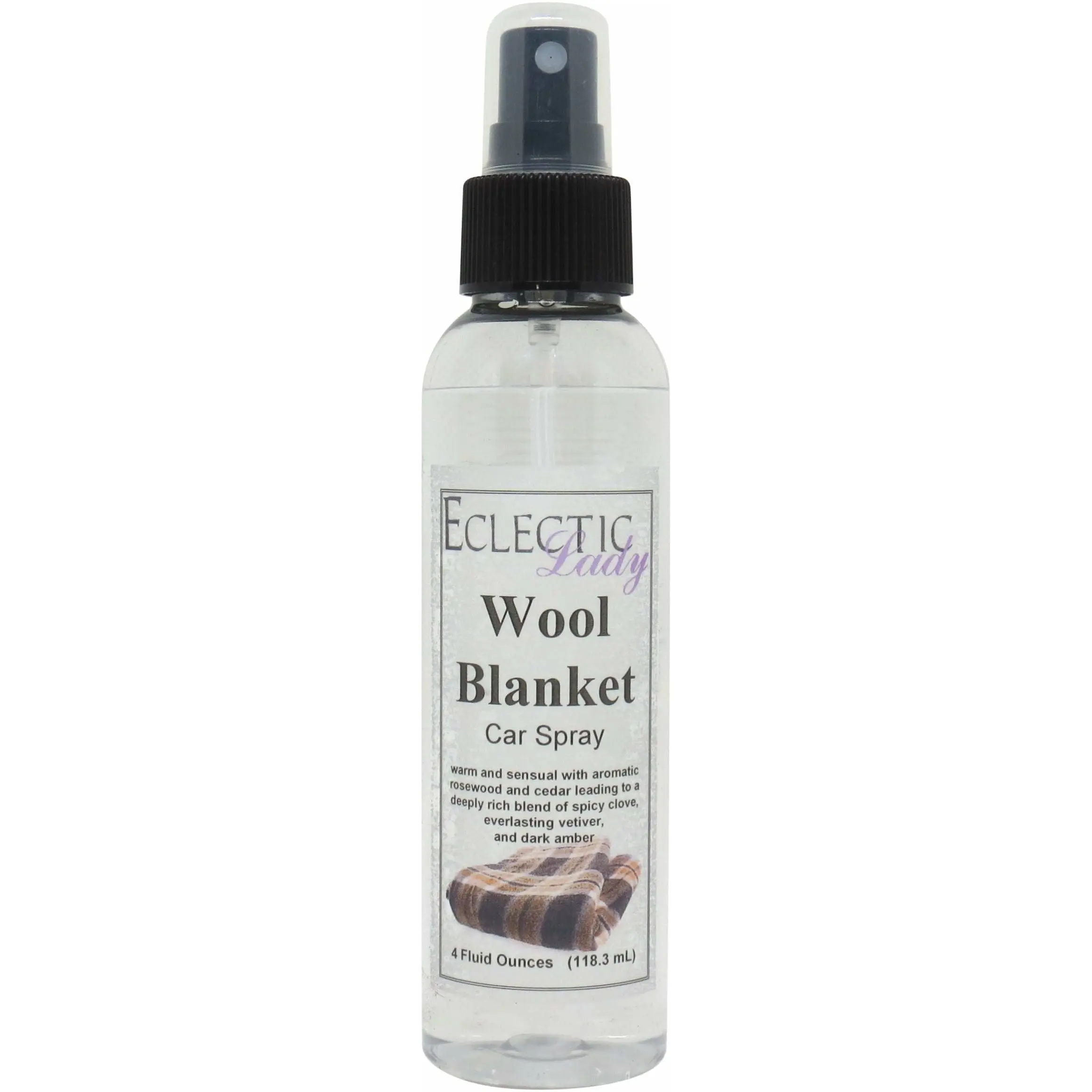 Eclectic Lady Wool Blanket Car Air Freshener Spray Warm Rosewood Cedar & Amber Scent Phthalate Free for Automotive Use