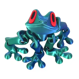 Cute Poseable Frog Magnet – 3D Printed Articulated Fridge Decor, Fun & Unique Gift for Kids, Animal Lovers & Science Nerds Articulated Frog Refrigerator Magnet Dark Green