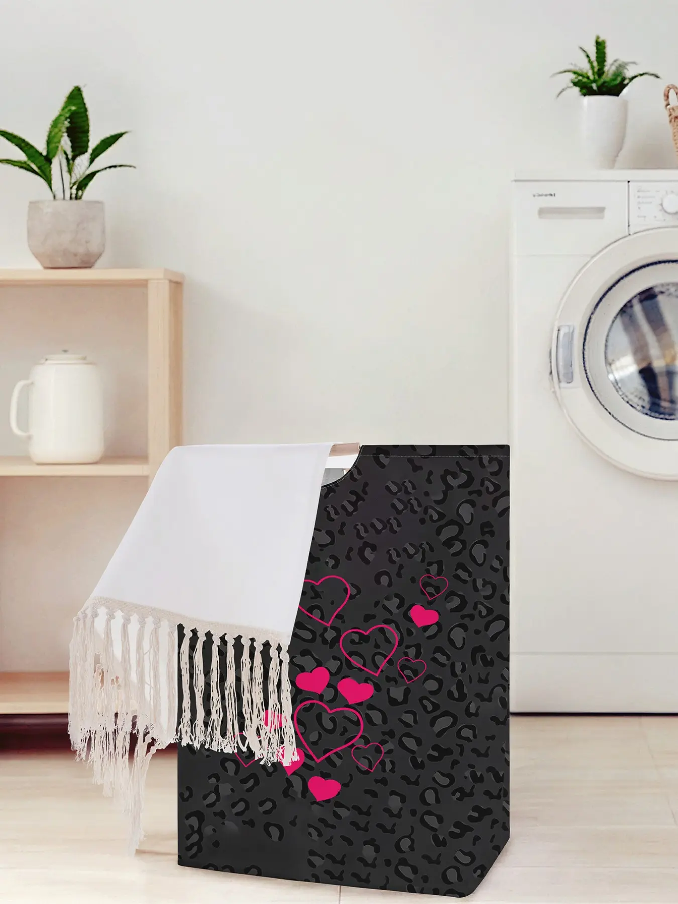 Heart Pattern Printed Open Storage Box, Foldable Laundry Basket with Handle, Home Bathroom Collapsible Dirty Clothes Bucket, Laundry Organizer, Laundry Hamper Basket
