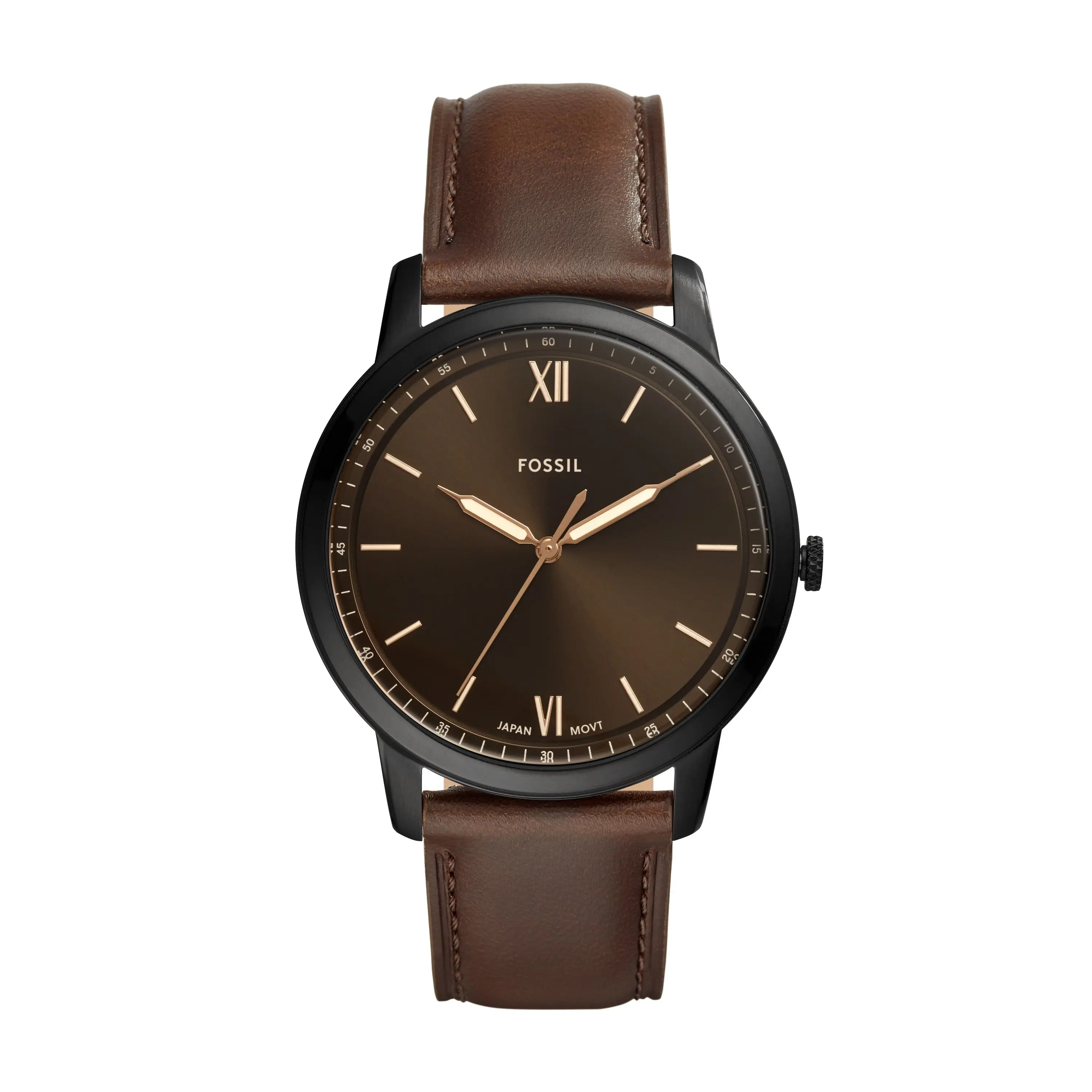 Fossil Minimalist 44mm Men's Three-Hand, Black Stainless Steel Watch