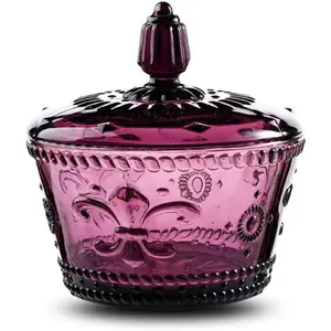 European Retro Nostalgic Three-Dimensional  Color Glass Jar Candy Jar Seasoning Jar With Lid